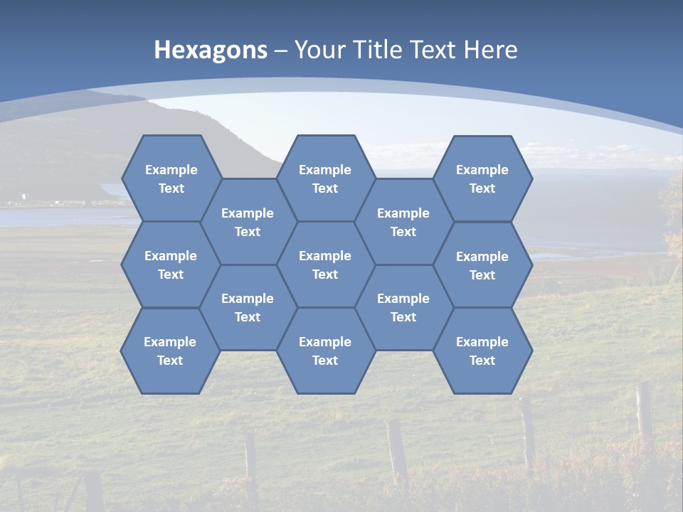 A Green Field With A Lake In The Background PowerPoint Template