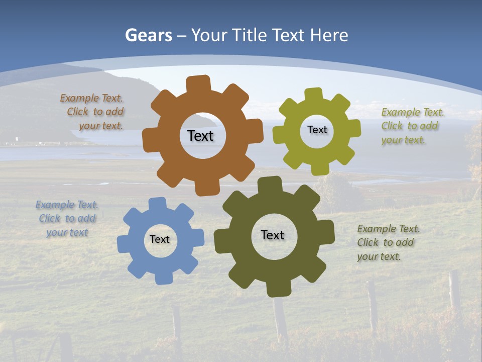 A Green Field With A Lake In The Background PowerPoint Template