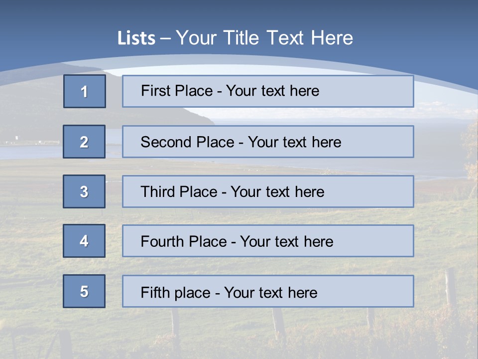 A Green Field With A Lake In The Background PowerPoint Template