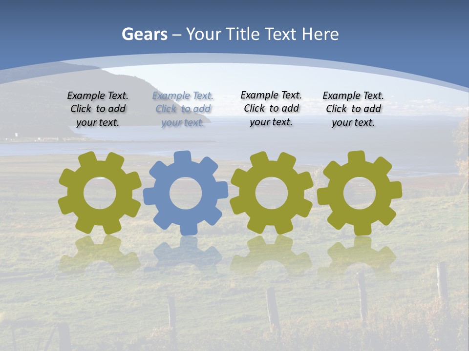 A Green Field With A Lake In The Background PowerPoint Template