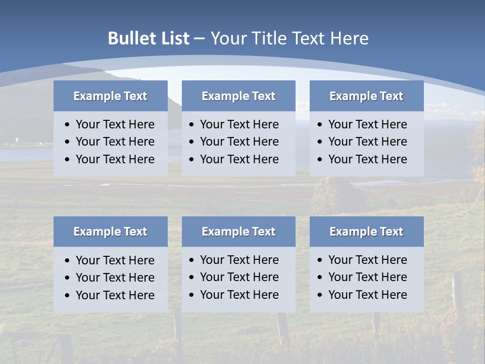 A Green Field With A Lake In The Background PowerPoint Template