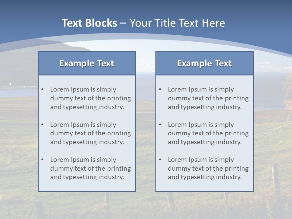 A Green Field With A Lake In The Background PowerPoint Template