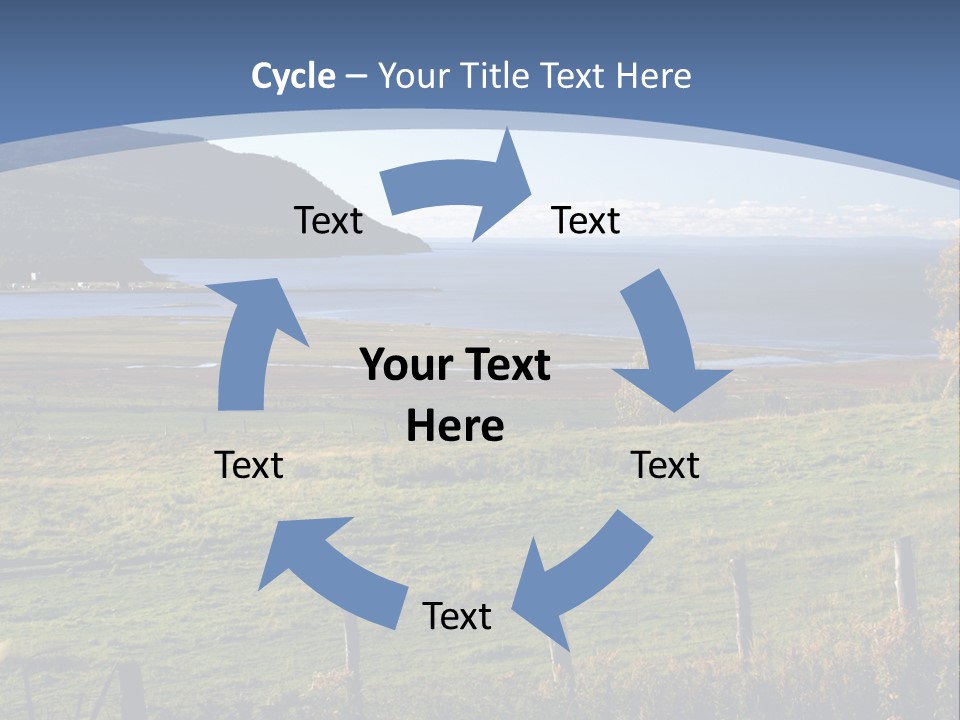 A Green Field With A Lake In The Background PowerPoint Template