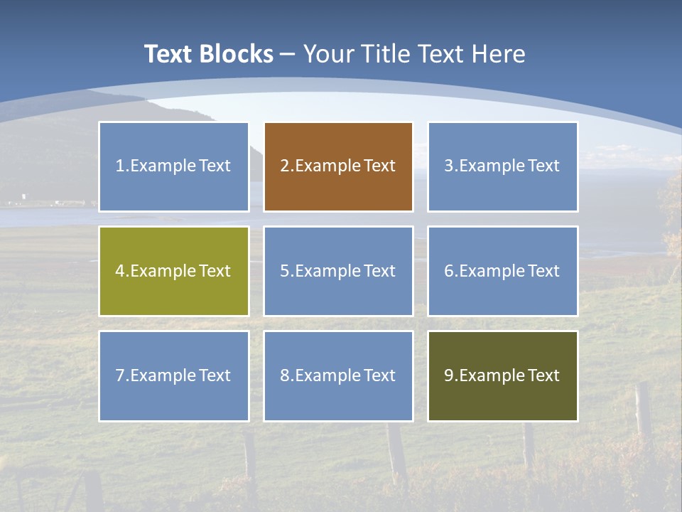 A Green Field With A Lake In The Background PowerPoint Template