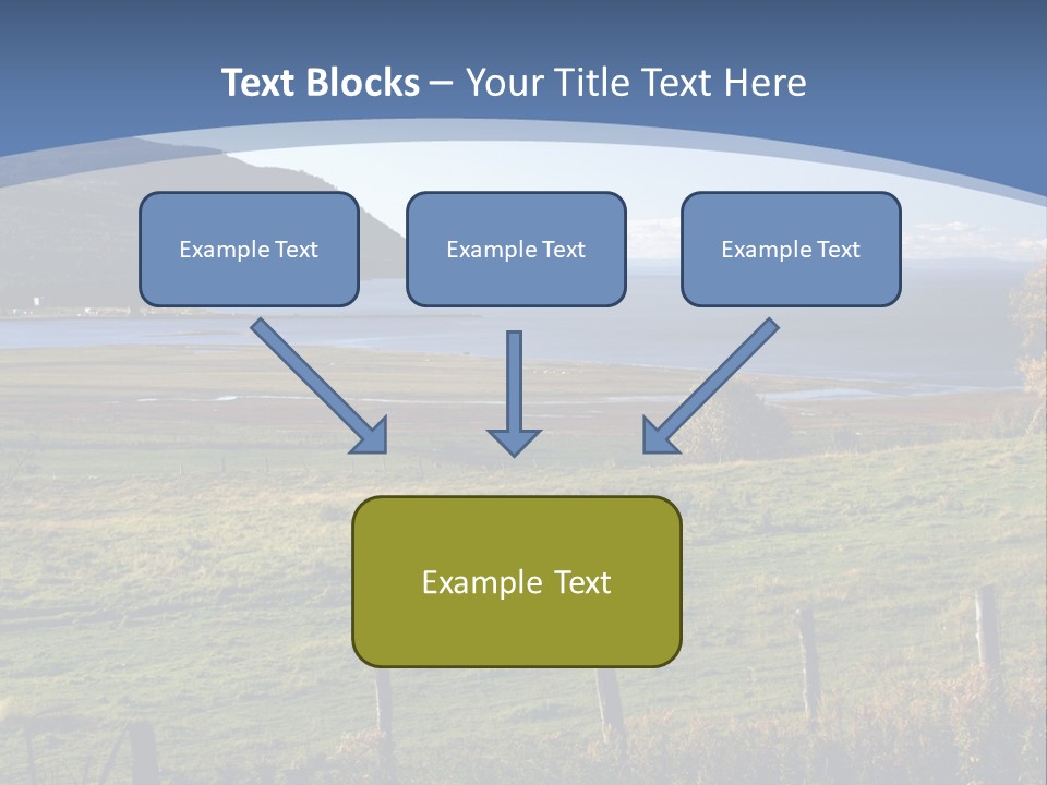 A Green Field With A Lake In The Background PowerPoint Template