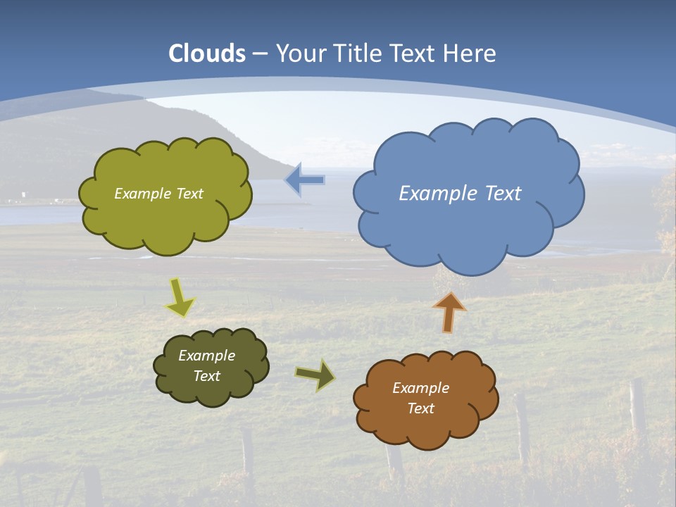 A Green Field With A Lake In The Background PowerPoint Template