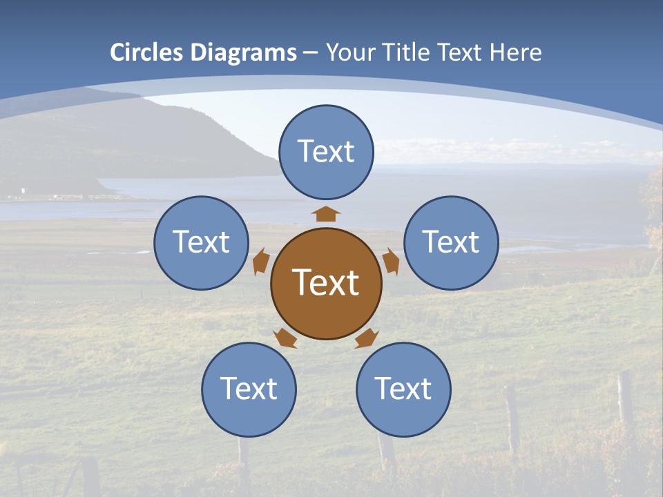 A Green Field With A Lake In The Background PowerPoint Template