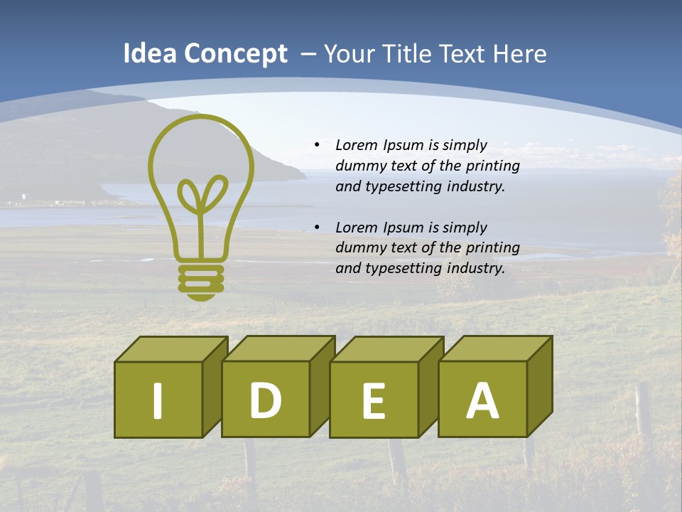 A Green Field With A Lake In The Background PowerPoint Template