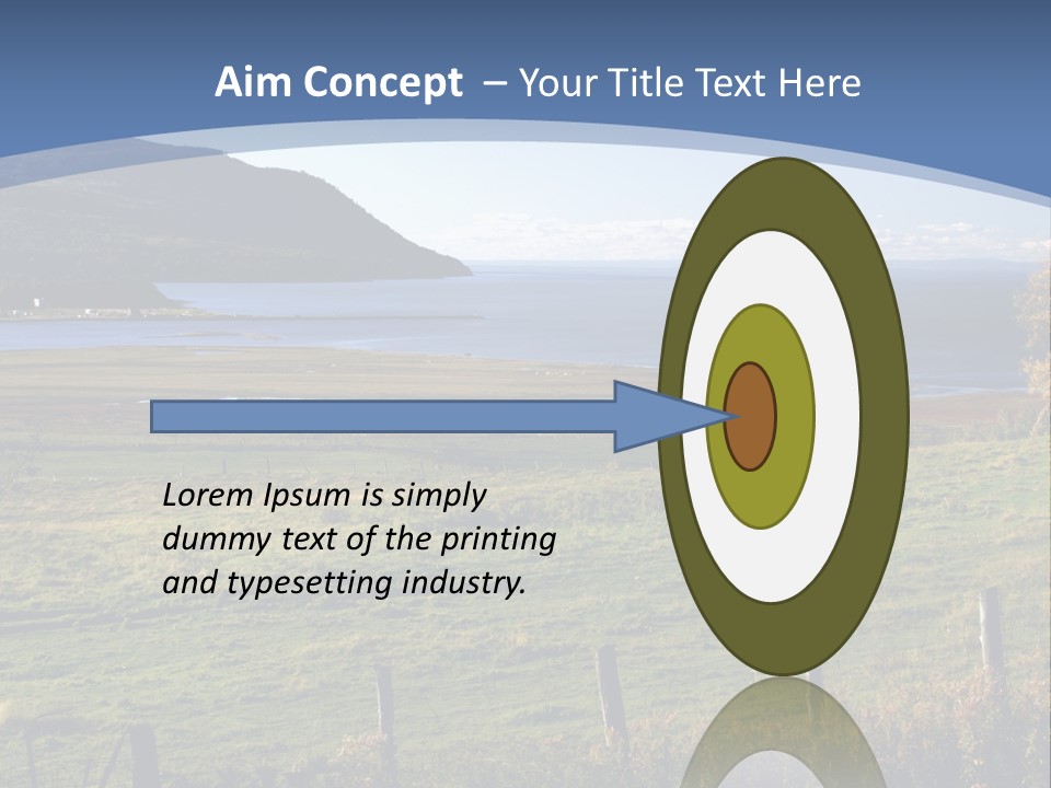 A Green Field With A Lake In The Background PowerPoint Template