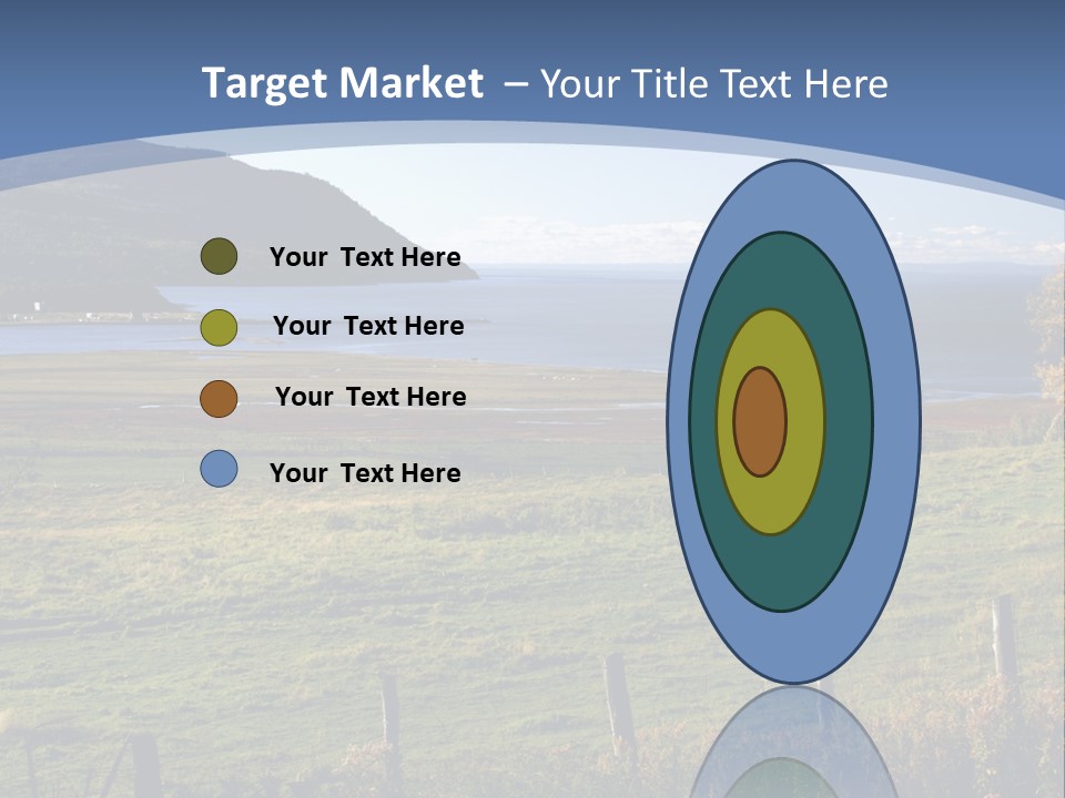 A Green Field With A Lake In The Background PowerPoint Template