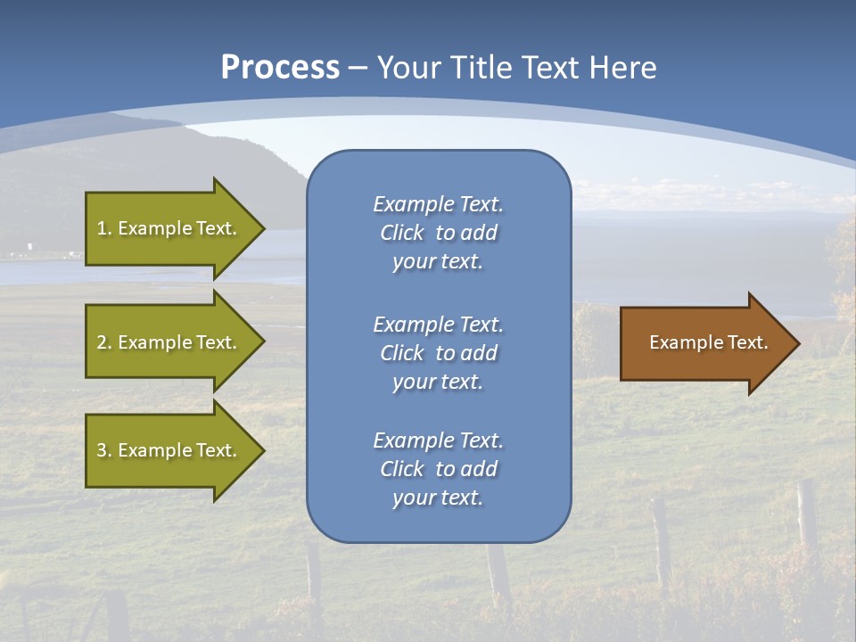 A Green Field With A Lake In The Background PowerPoint Template