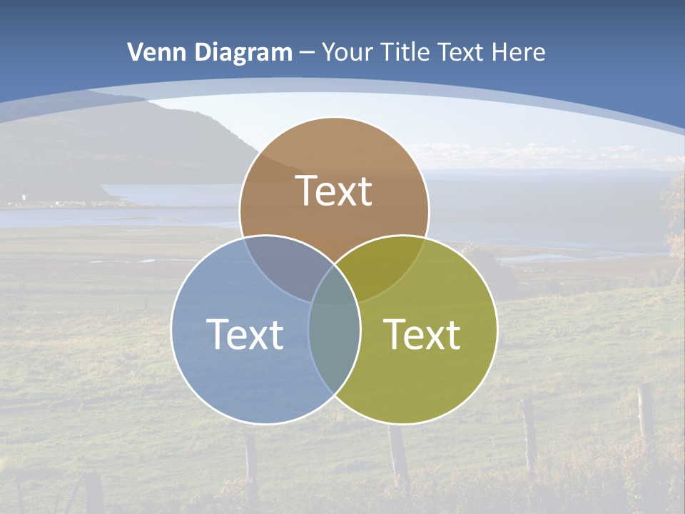 A Green Field With A Lake In The Background PowerPoint Template