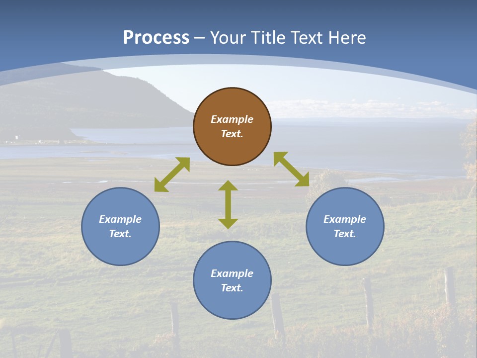 A Green Field With A Lake In The Background PowerPoint Template