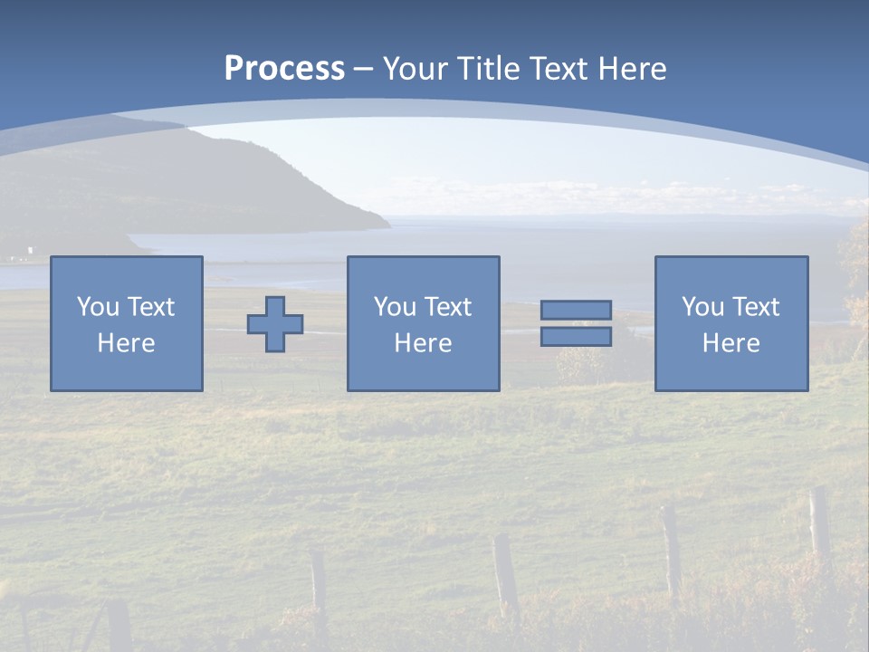 A Green Field With A Lake In The Background PowerPoint Template