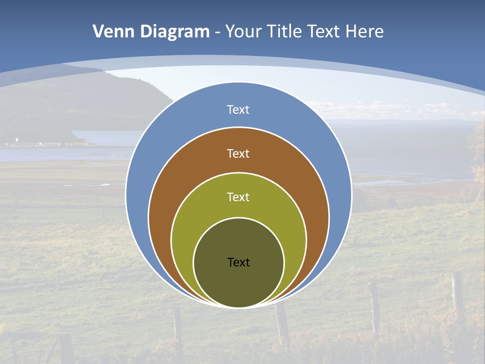 A Green Field With A Lake In The Background PowerPoint Template