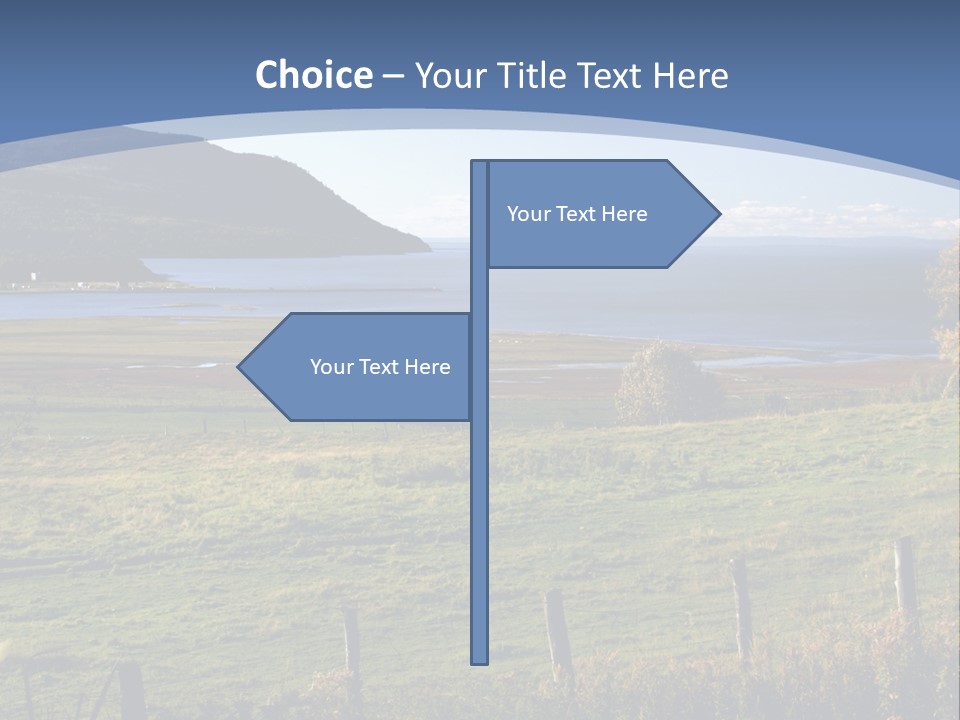 A Green Field With A Lake In The Background PowerPoint Template