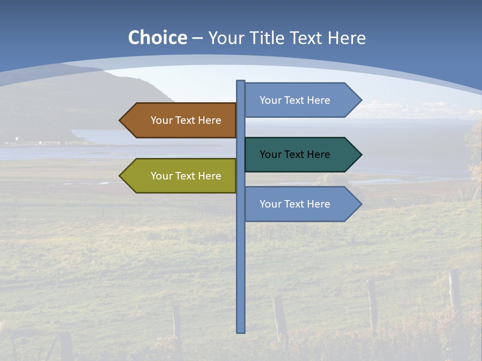 A Green Field With A Lake In The Background PowerPoint Template