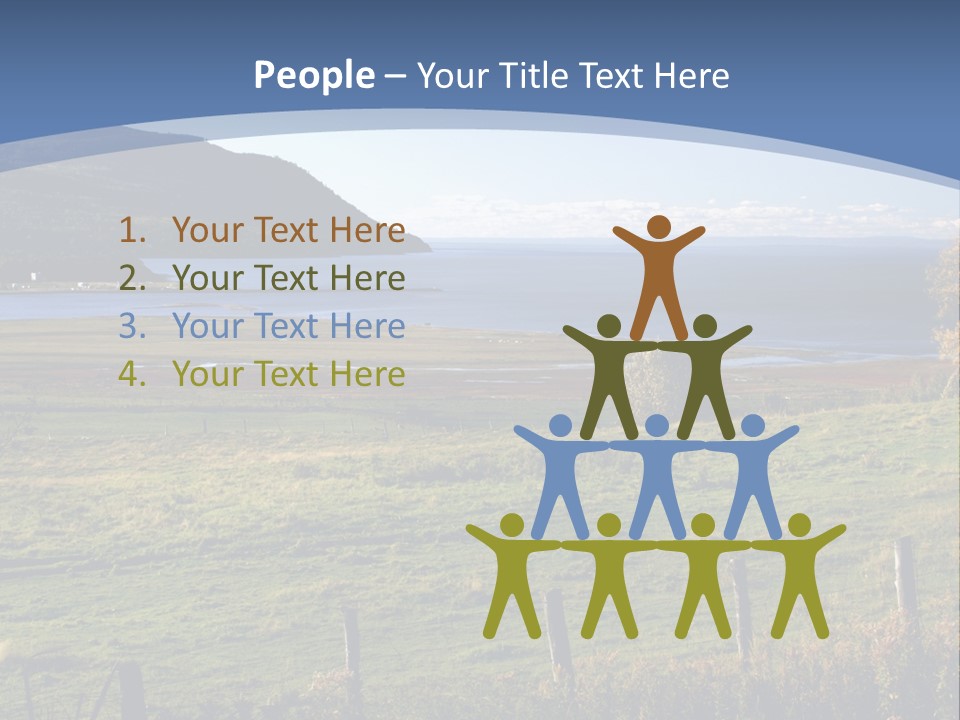 A Green Field With A Lake In The Background PowerPoint Template