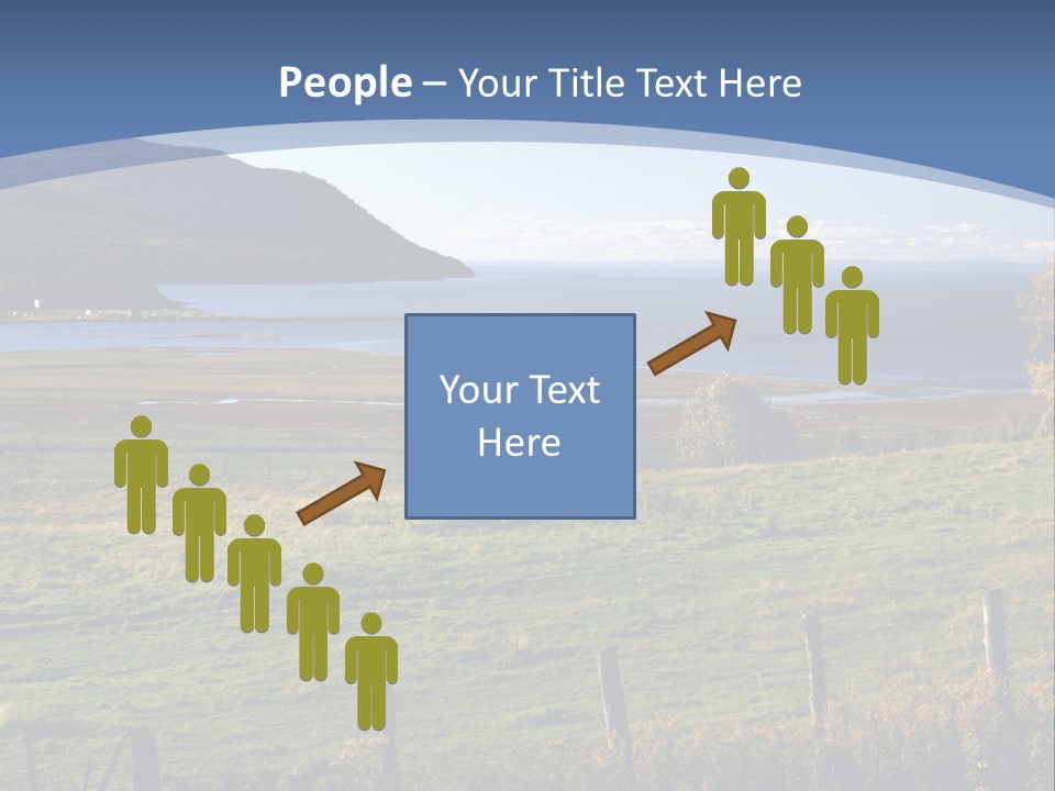 A Green Field With A Lake In The Background PowerPoint Template