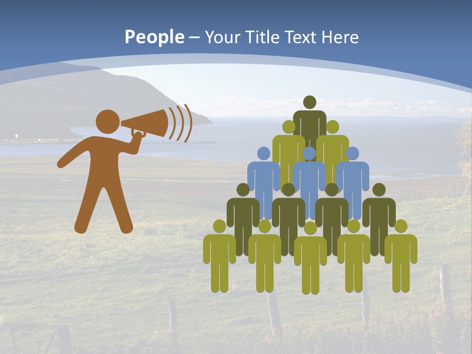 A Green Field With A Lake In The Background PowerPoint Template