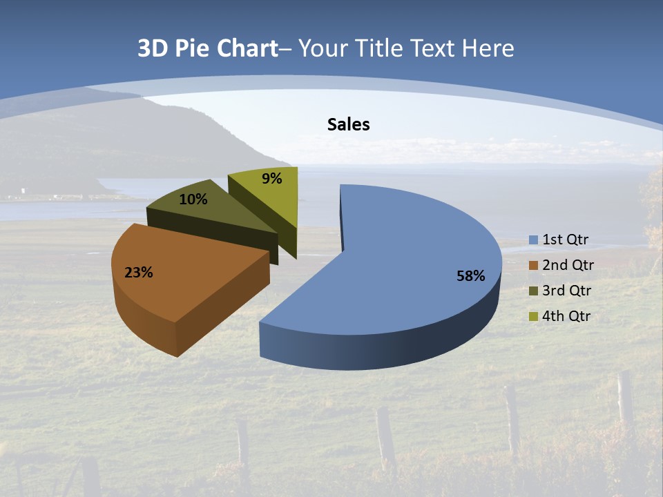 A Green Field With A Lake In The Background PowerPoint Template