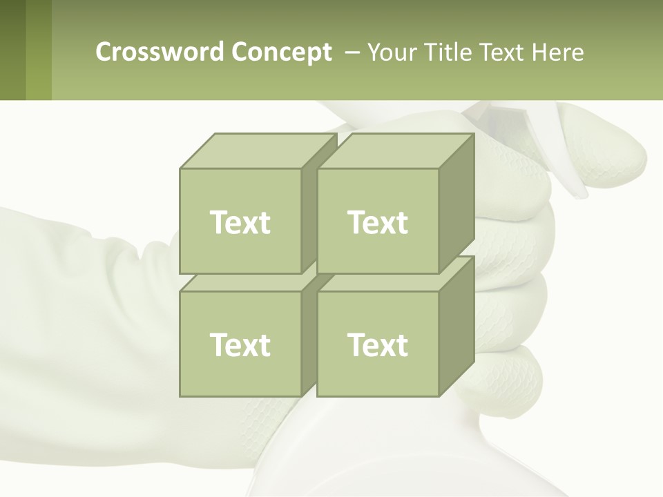 A Green Gloved Hand Holding A White Bottle Of Liquid PowerPoint Template