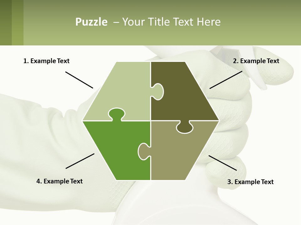 A Green Gloved Hand Holding A White Bottle Of Liquid PowerPoint Template