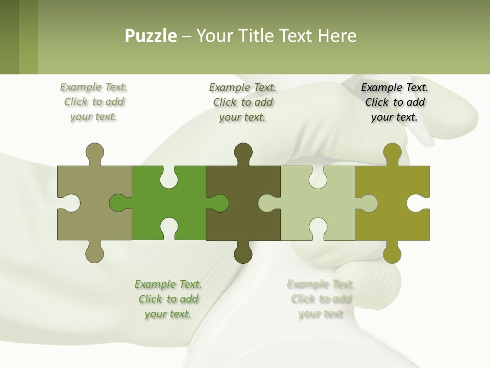 A Green Gloved Hand Holding A White Bottle Of Liquid PowerPoint Template