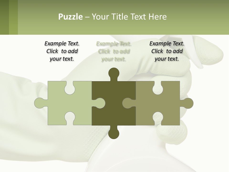 A Green Gloved Hand Holding A White Bottle Of Liquid PowerPoint Template