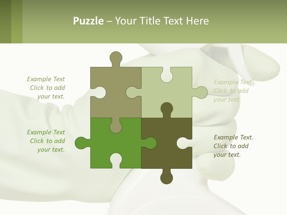 A Green Gloved Hand Holding A White Bottle Of Liquid PowerPoint Template