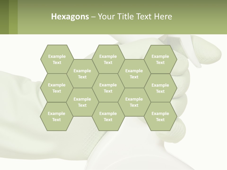 A Green Gloved Hand Holding A White Bottle Of Liquid PowerPoint Template