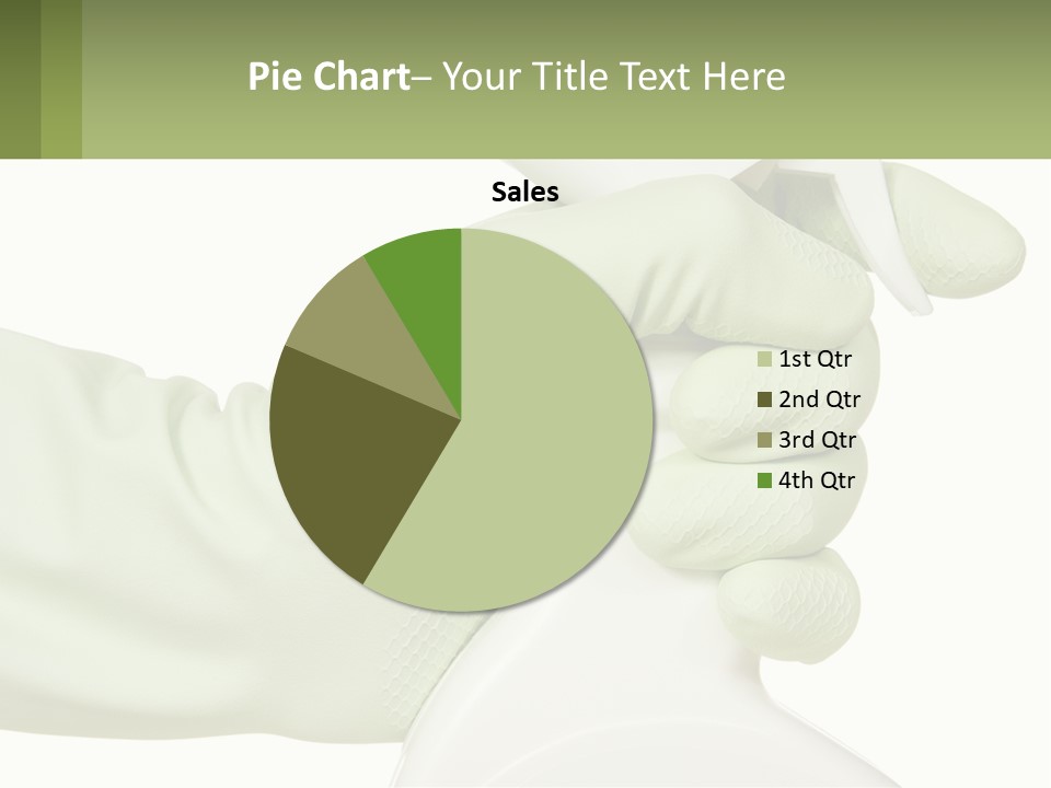 A Green Gloved Hand Holding A White Bottle Of Liquid PowerPoint Template