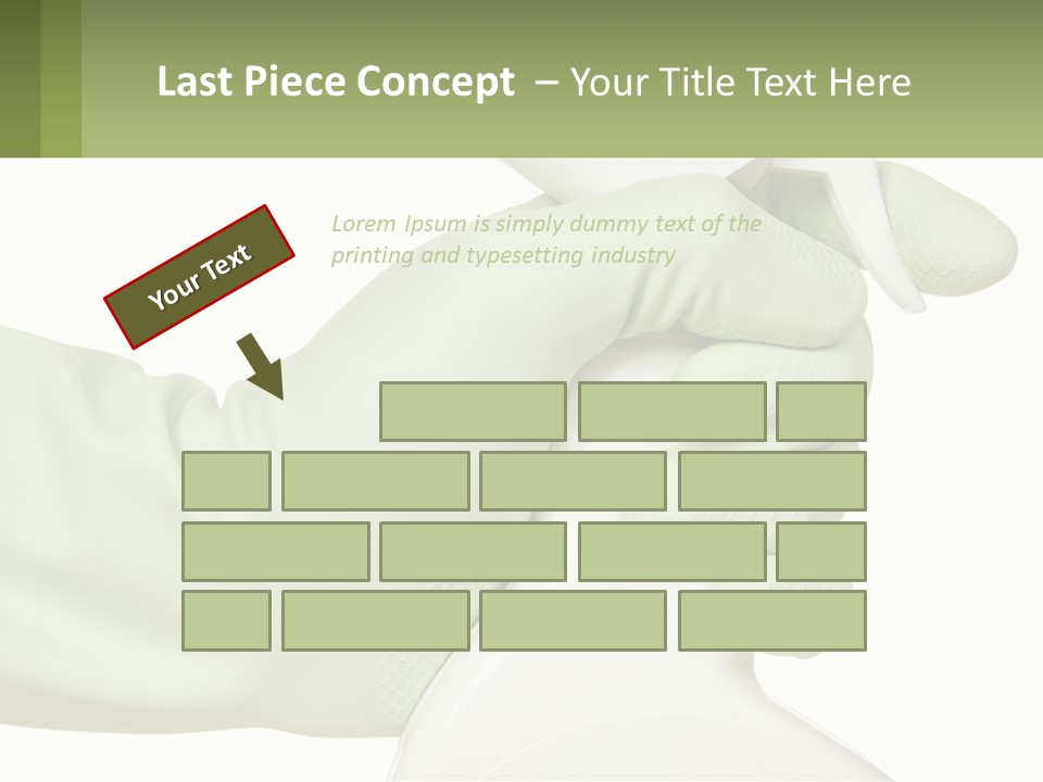 A Green Gloved Hand Holding A White Bottle Of Liquid PowerPoint Template