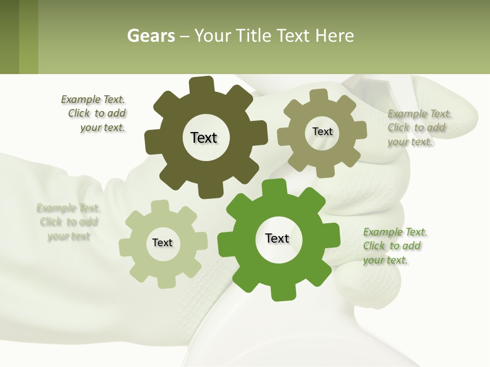 A Green Gloved Hand Holding A White Bottle Of Liquid PowerPoint Template