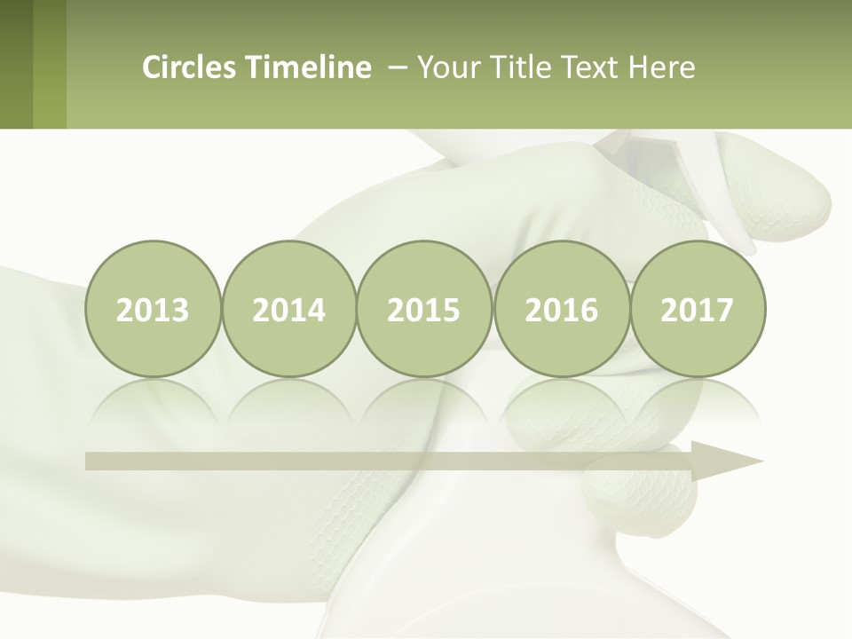 A Green Gloved Hand Holding A White Bottle Of Liquid PowerPoint Template