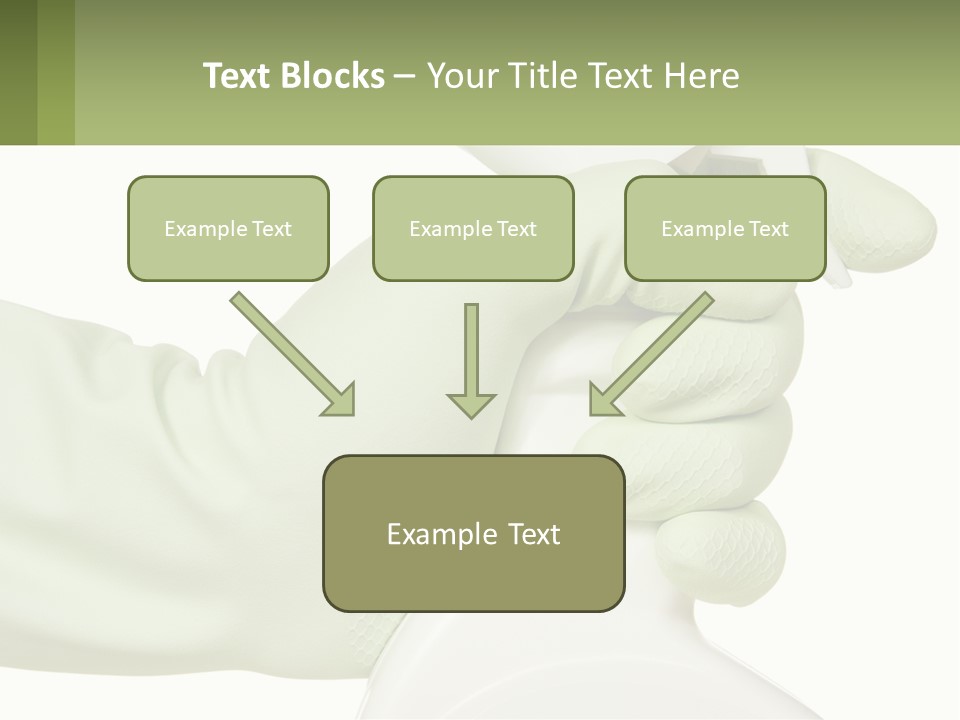 A Green Gloved Hand Holding A White Bottle Of Liquid PowerPoint Template
