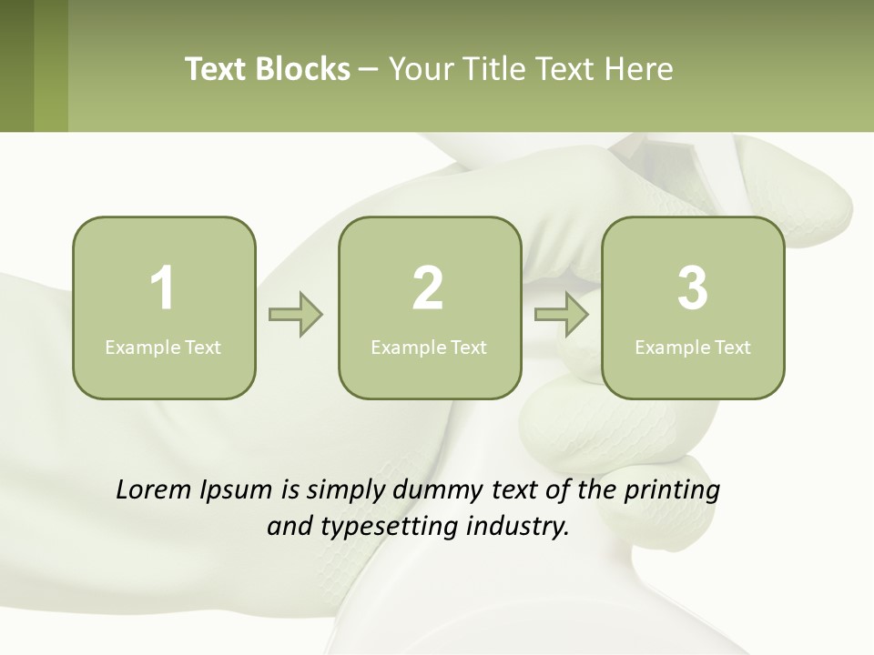 A Green Gloved Hand Holding A White Bottle Of Liquid PowerPoint Template
