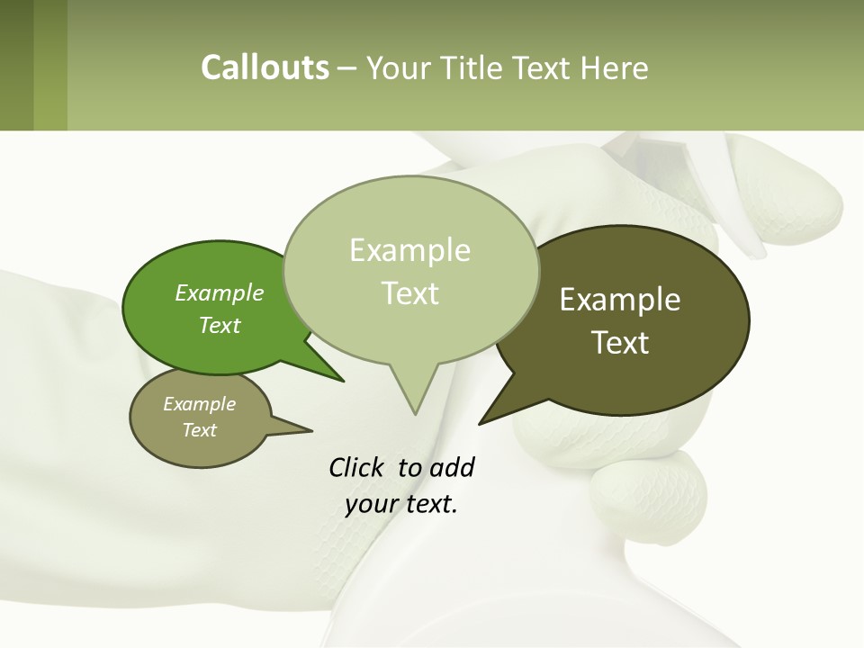 A Green Gloved Hand Holding A White Bottle Of Liquid PowerPoint Template