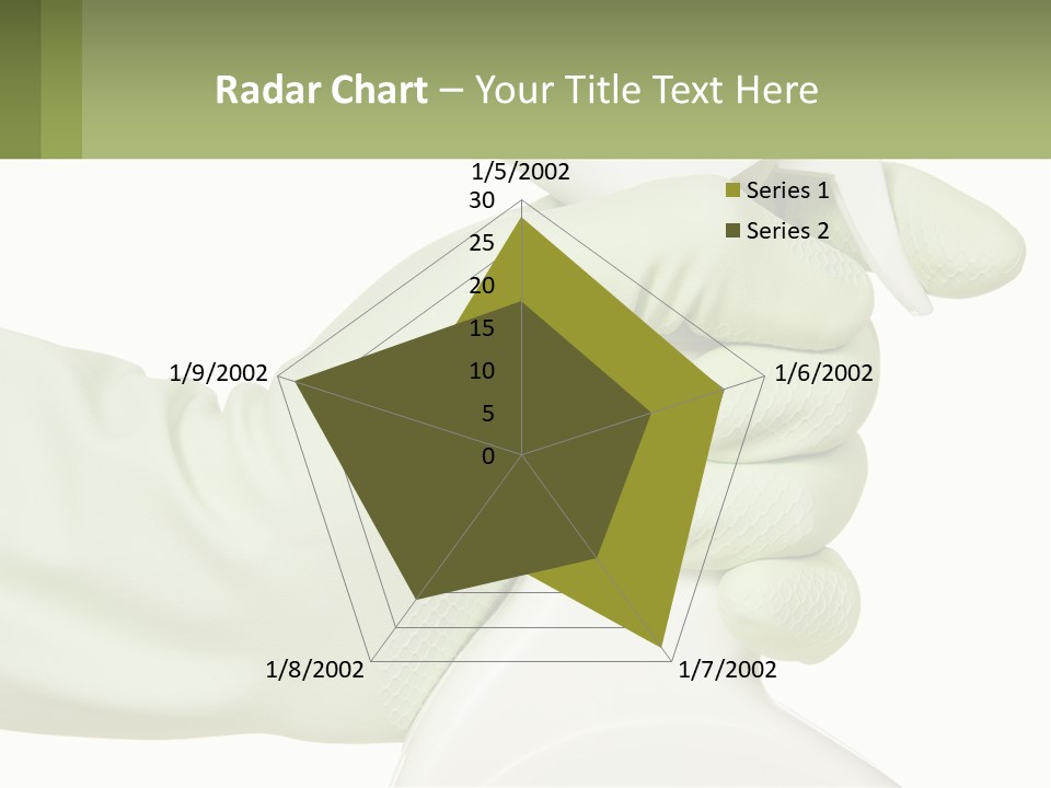 A Green Gloved Hand Holding A White Bottle Of Liquid PowerPoint Template