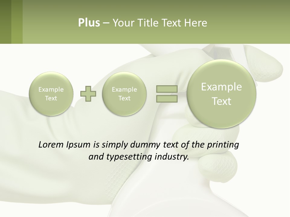 A Green Gloved Hand Holding A White Bottle Of Liquid PowerPoint Template