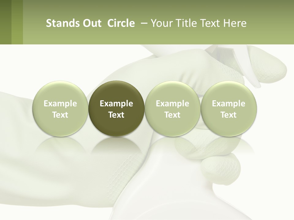 A Green Gloved Hand Holding A White Bottle Of Liquid PowerPoint Template