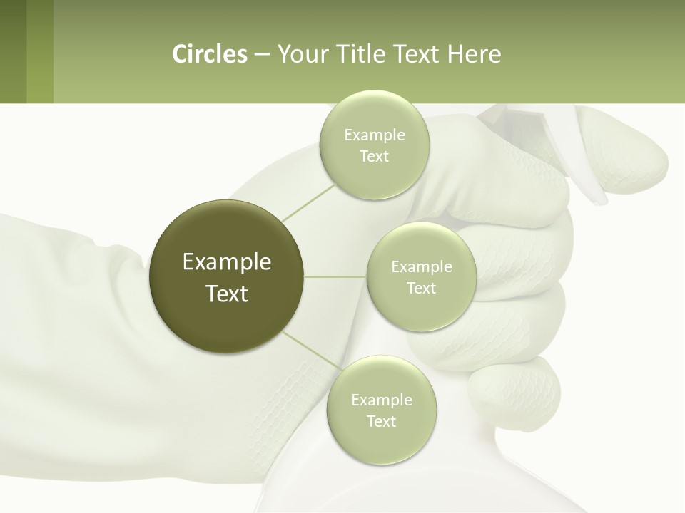 A Green Gloved Hand Holding A White Bottle Of Liquid PowerPoint Template