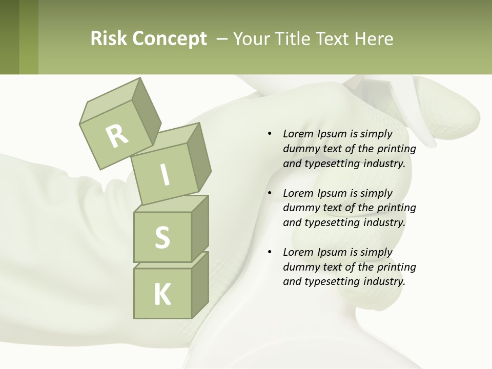 A Green Gloved Hand Holding A White Bottle Of Liquid PowerPoint Template