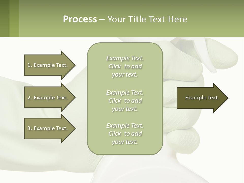 A Green Gloved Hand Holding A White Bottle Of Liquid PowerPoint Template