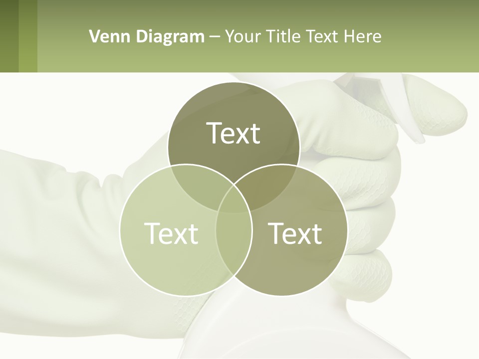 A Green Gloved Hand Holding A White Bottle Of Liquid PowerPoint Template