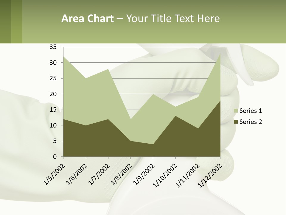 A Green Gloved Hand Holding A White Bottle Of Liquid PowerPoint Template