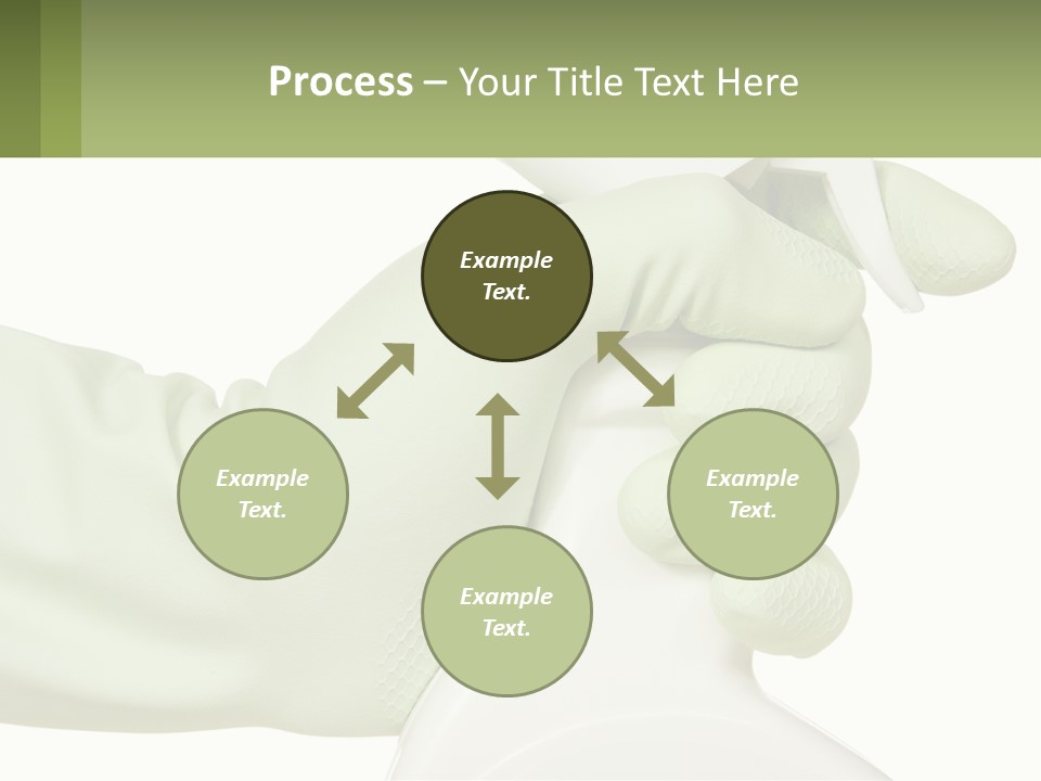 A Green Gloved Hand Holding A White Bottle Of Liquid PowerPoint Template
