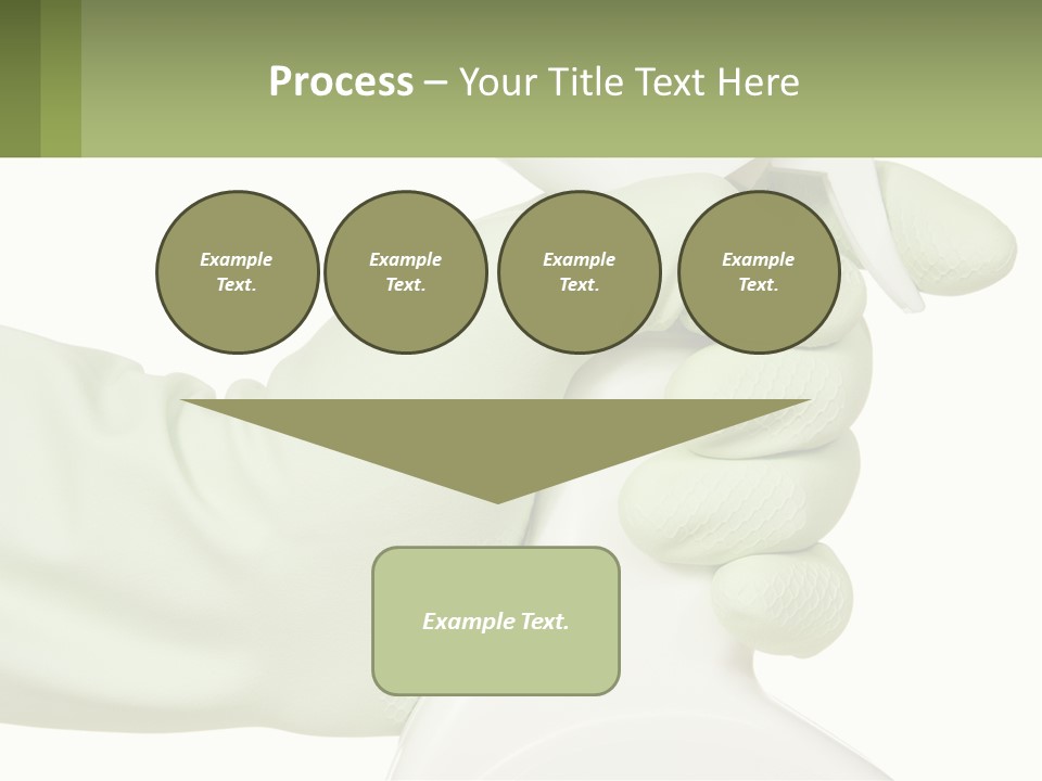 A Green Gloved Hand Holding A White Bottle Of Liquid PowerPoint Template