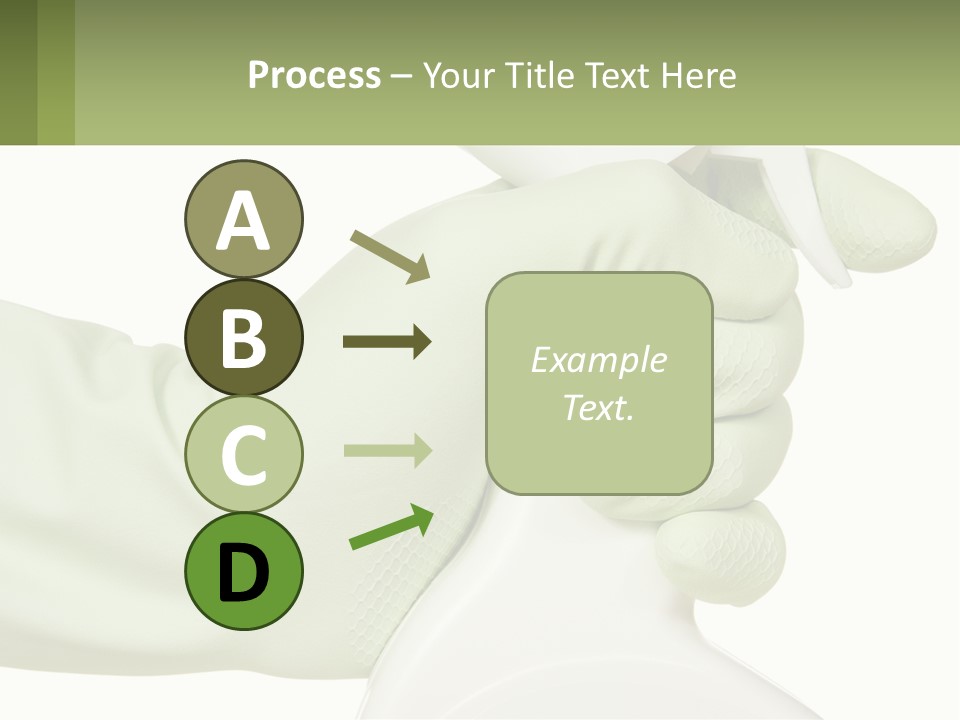 A Green Gloved Hand Holding A White Bottle Of Liquid PowerPoint Template