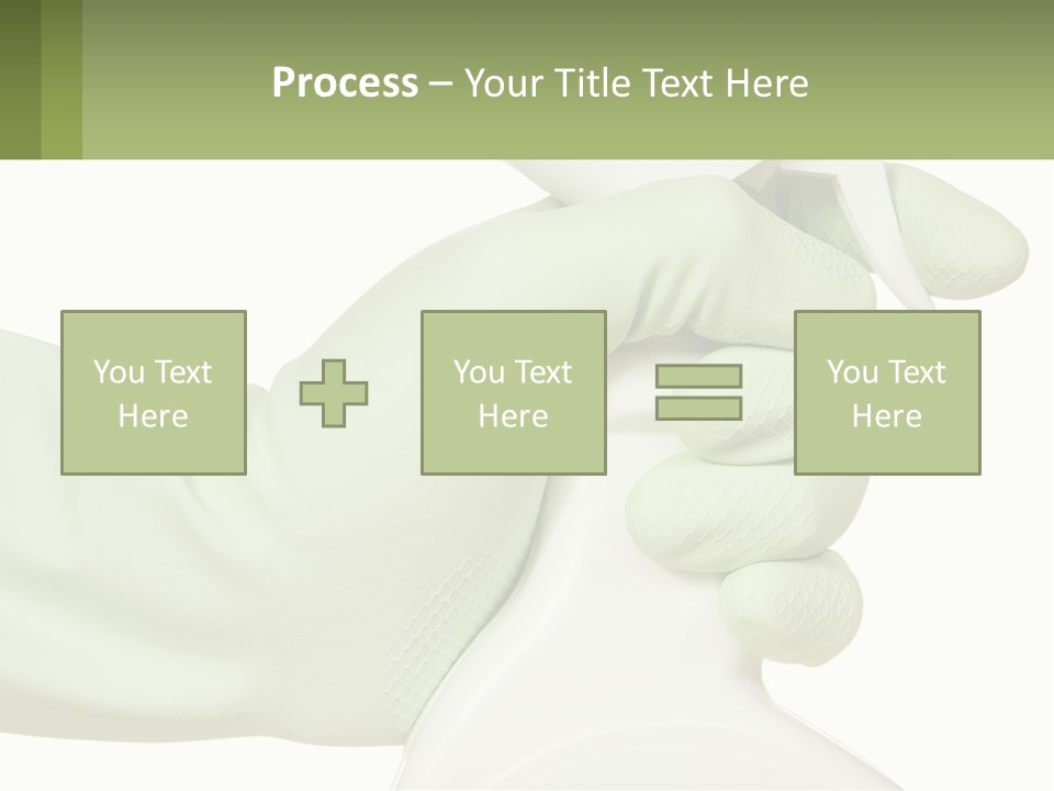 A Green Gloved Hand Holding A White Bottle Of Liquid PowerPoint Template